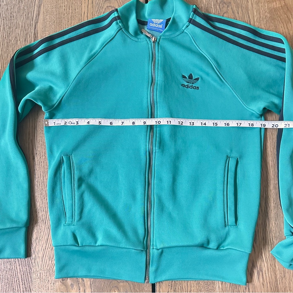 Adidas Turquoise Zip-Up Jacket with Black Stripes Size Small - Picture 9 of 14